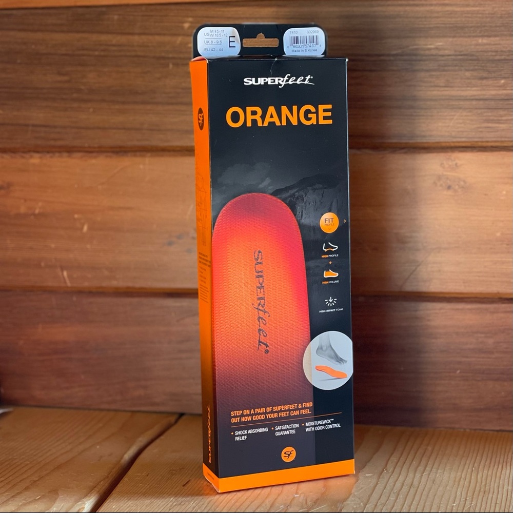 NIB Superfeet Orange Size E (M 9.5-11, W 10.5-12)